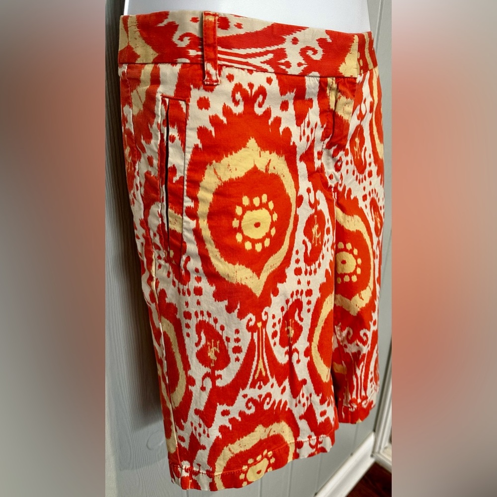 J. Crew Orange & Cream Patterned Women Shorts - Picture 4 of 5